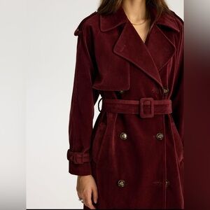 Commense Burgundy Suede (faux) Trench Coat